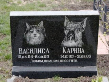 Гранітний пам'ятник для домашніх тварин  коту або собаці